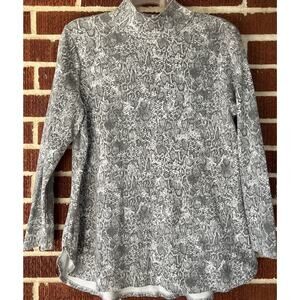 Chico’s Reptile Print Mock Neck with Zipper Thick Knit Top 3/4 Sleeves Sz 1 (M)